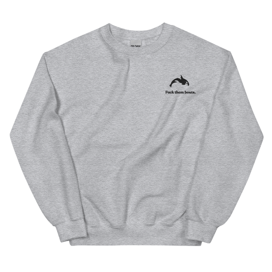 Fuck them boats. Orca Whale Embroidered Sweatshirt - Polychrome Goods 🍊