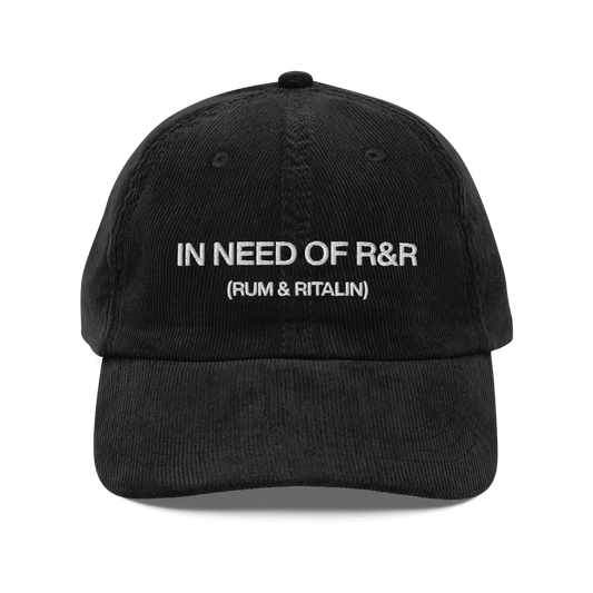 In need of R&R (Rum & Ritalin) Embroidered Corduroy Hat - Polychrome Goods 🍊