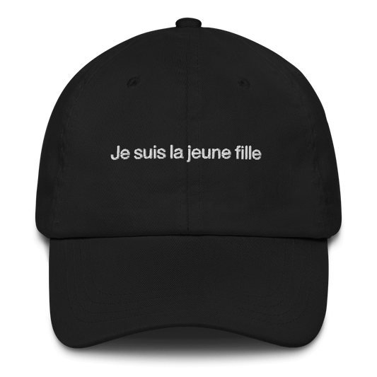"Je suis la jeune fille" Embroidered Hat (from the Muzzy commercial) - Polychrome Goods 🍊