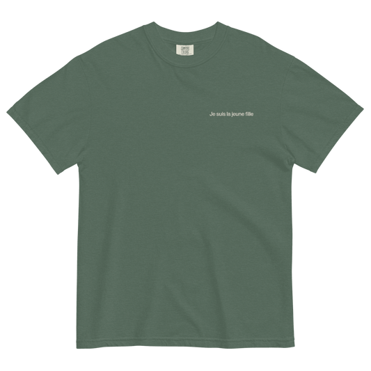 "Je suis la jeune fille" Embroidered Shirt (from the Muzzy commercial) - Polychrome Goods 🍊