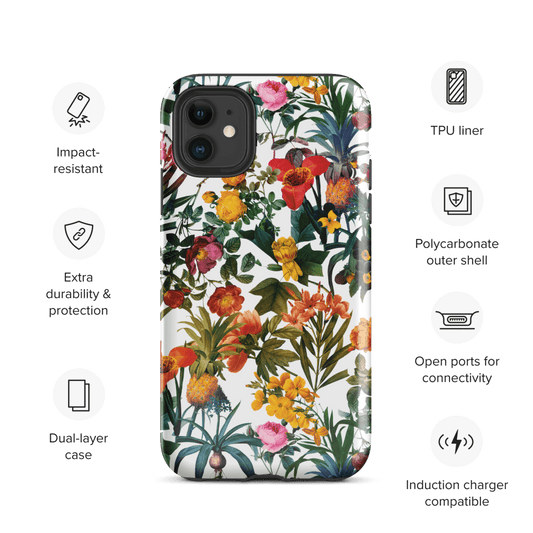 "Kyra" Flower Print Tough Case for iPhone® - Polychrome Goods 🍊