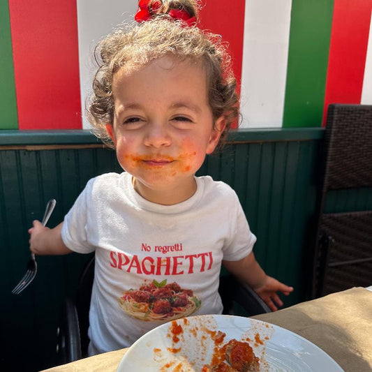 No Regretti Spaghetti Toddler Short Sleeve Tee - Polychrome Goods 🍊