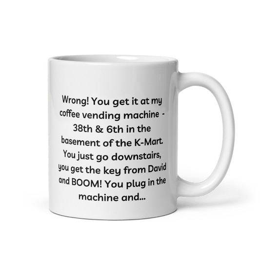 One word: Coffee. One problem: Where do you get it? 30 Rock Dennis Duffy Mug - Polychrome Goods 🍊