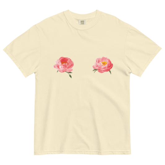 Pink Peony Flower Tits T-shirt - Polychrome Goods π