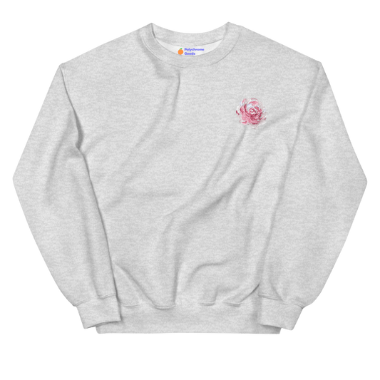 Pink Rose Flower Embroidered Sweatshirt - Polychrome Goods π