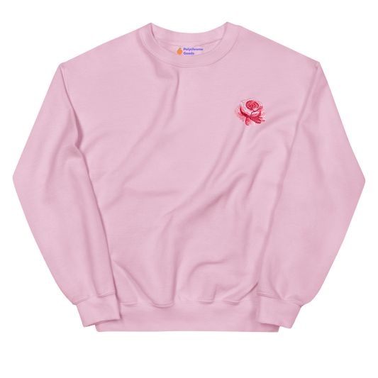 Red Rose Flower Embroidered Sweatshirt - Polychrome Goods π