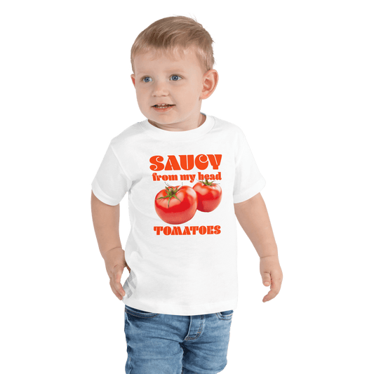 Saucy From My Head Tomatoes 🍅 Toddler T-Shirt - Polychrome Goods 🍊