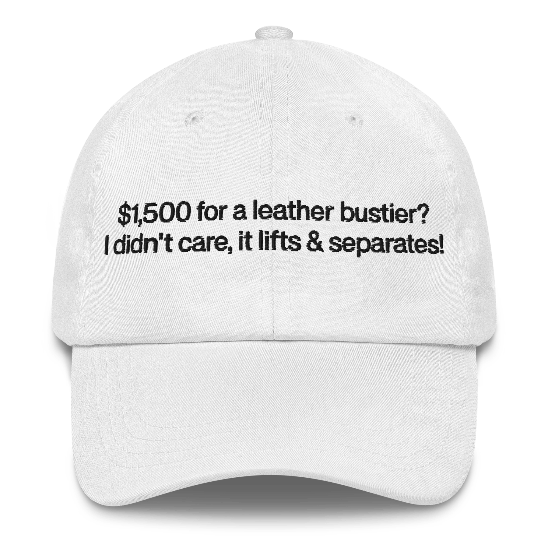 $1,500 for a leather bustier? It lifts and separates! Hat - Polychrome Goods