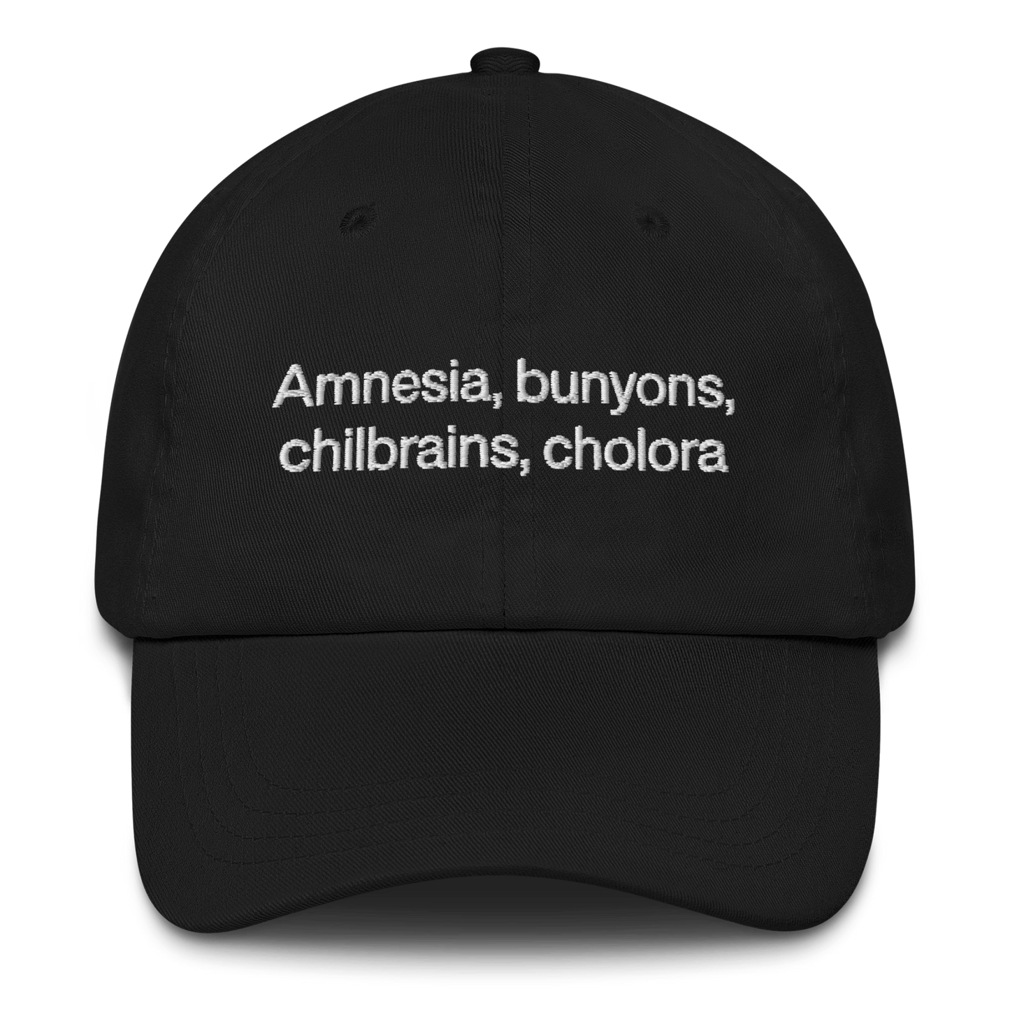 Amnesia, bunyons, chilbrains, cholora...we can do better Embroidered Hat - Polychrome Goods