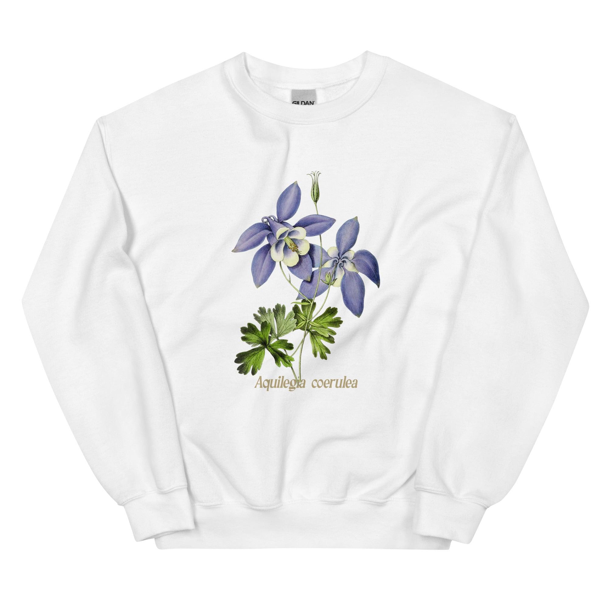 Aquilegia Coerulea Blue Columbine Flower Sweatshirt Polychrome Goods 🍊