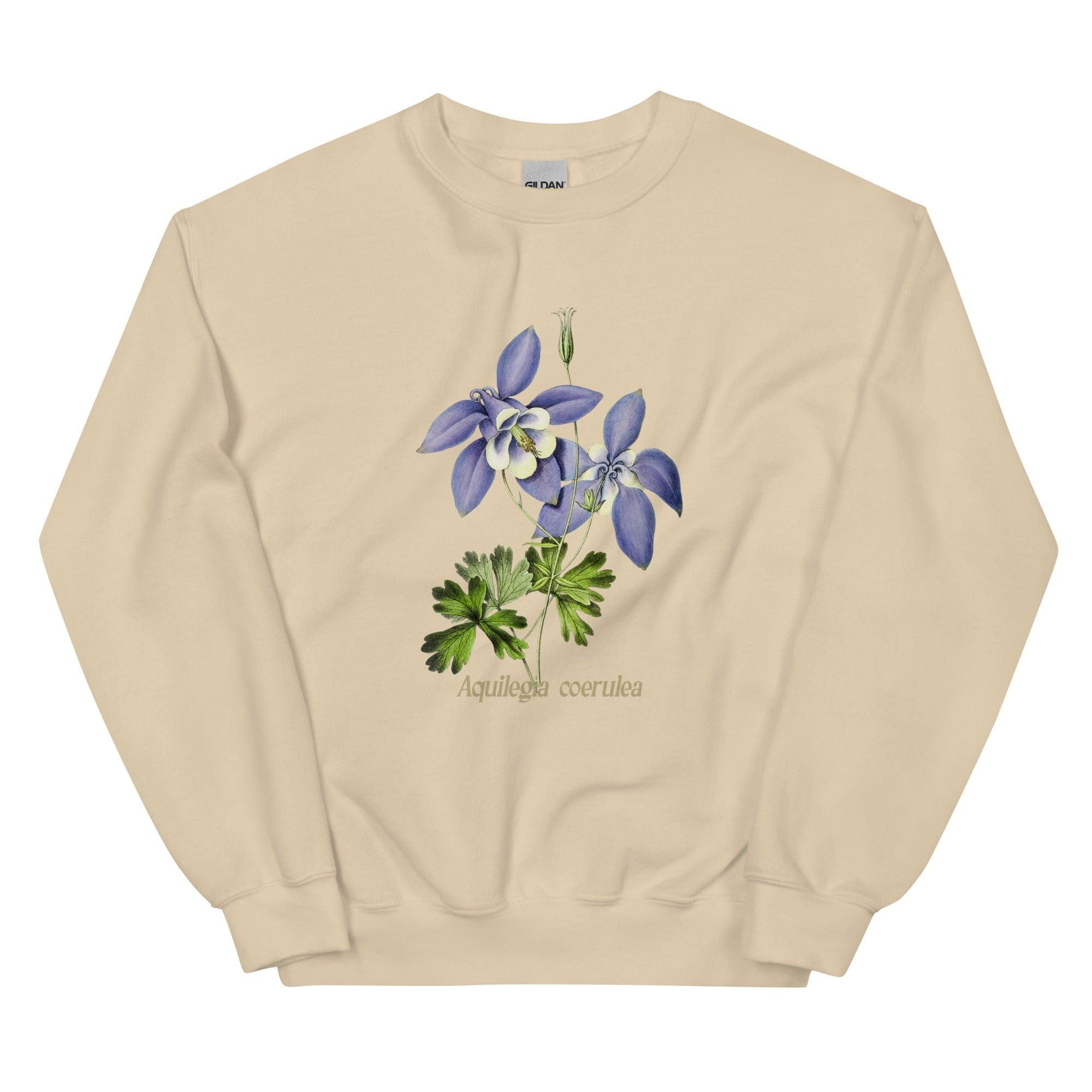 Aquilegia Coerulea Blue Columbine Flower Sweatshirt Polychrome Goods 🍊