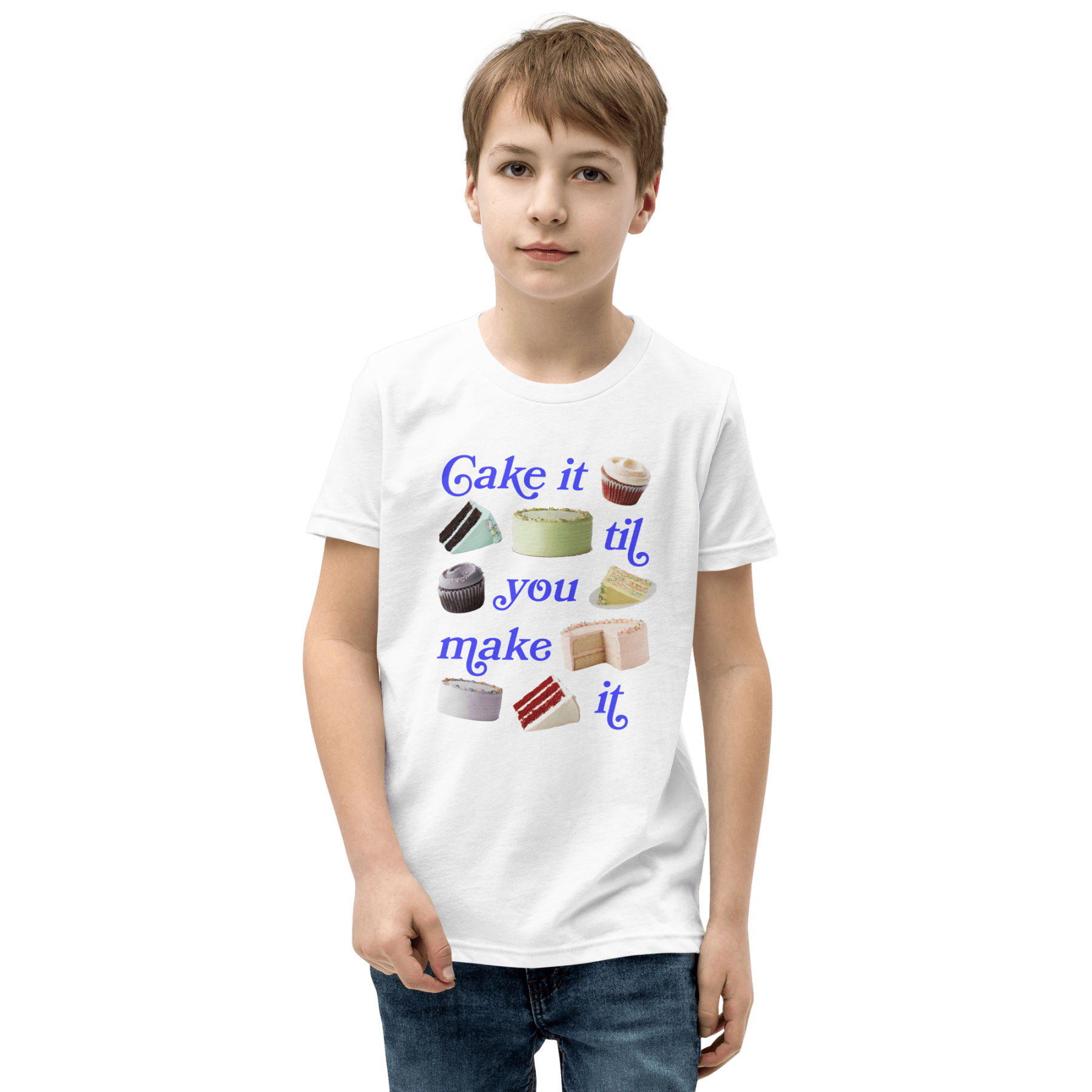 Cake It Til You Make It Youth Kids Short Sleeve T-Shirt - Polychrome Goods