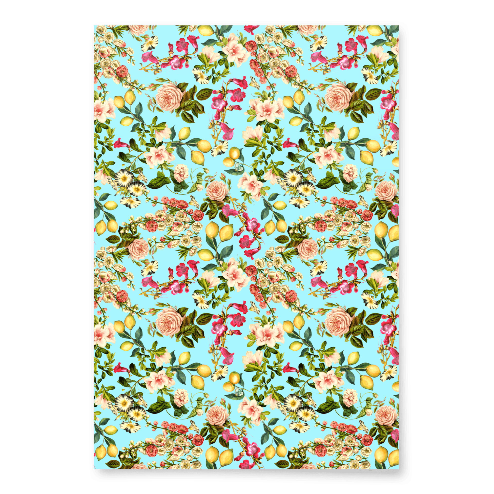 "Citrona" Lemons & Rose Flowers Print Wrapping Paper - Polychrome Goods 🍊