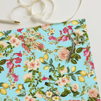 "Citrona" Lemons & Rose Flowers Print Wrapping Paper - Polychrome Goods 🍊