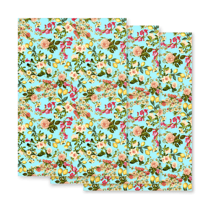 "Citrona" Lemons & Rose Flowers Print Wrapping Paper - Polychrome Goods 🍊