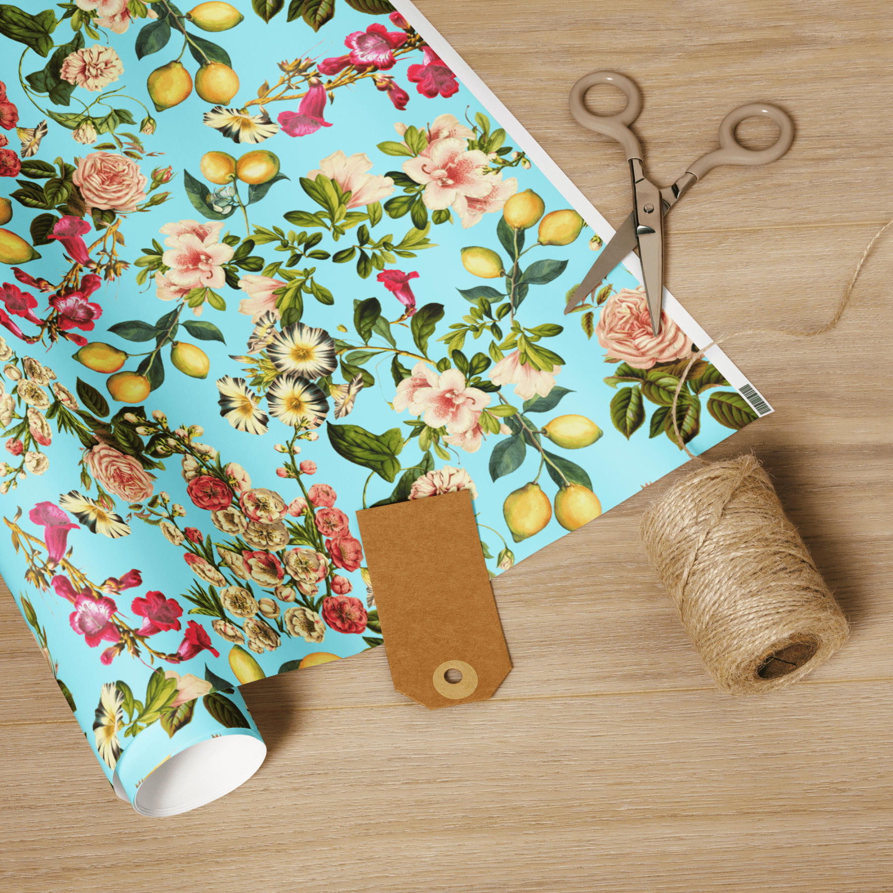 Citrona Lemons & Roses Floral Wrapping Paper - Polychrome Goods