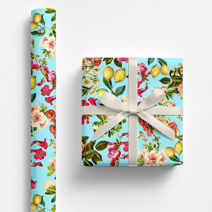 Citrona Lemons & Roses Floral Wrapping Paper - Polychrome Goods