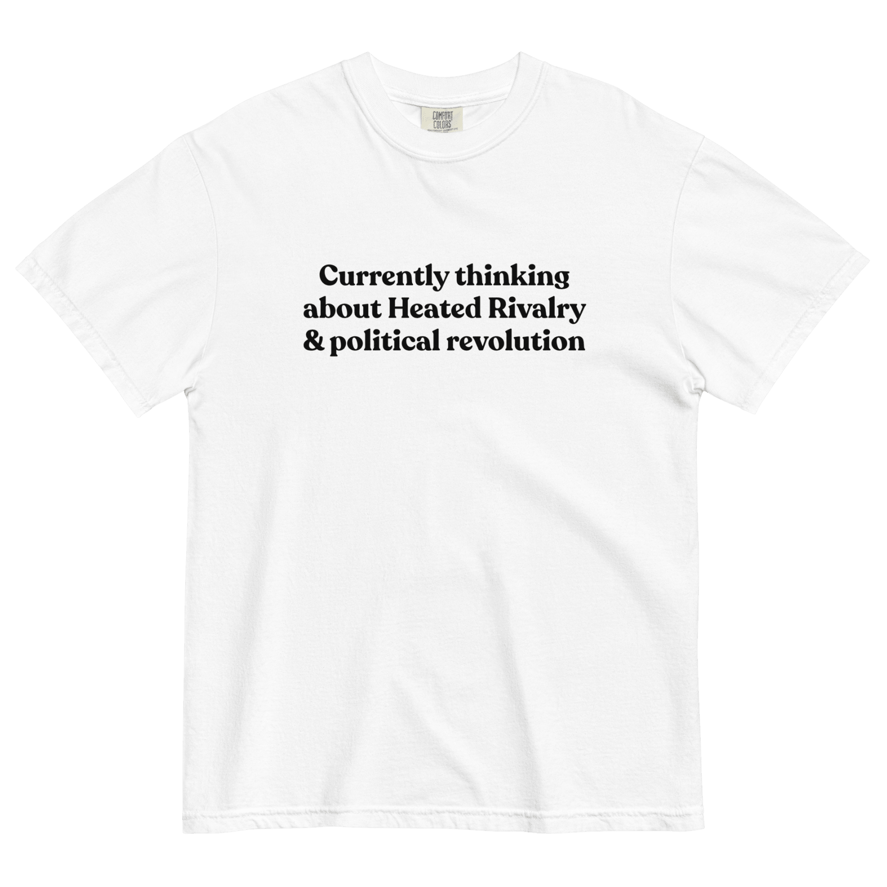 Currently thinking about Heated Rivalry & political revolution T-Shirt - Polychrome Goods
