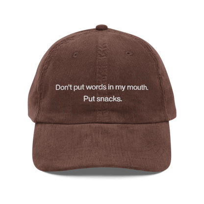 Don't Put Words In My Mouth, Put Snacks Embroidered Hat - Polychrome Goods 🍊