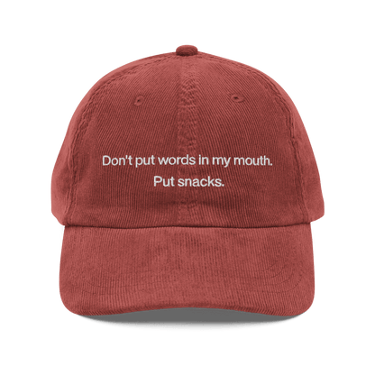 Don't Put Words In My Mouth, Put Snacks Embroidered Hat - Polychrome Goods 🍊