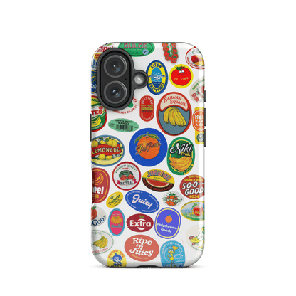 Fruit Stickers 🍊🍒🍋🍍🍏 Phone Case for iPhone (White Background) - Polychrome Goods 🍊