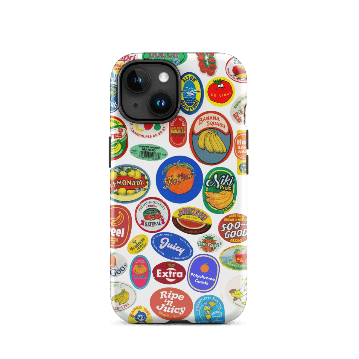 Fruit Stickers Phone Case for iPhone (White Background) Glossy / iPhone 15 Fruit Stickers Phone Case for iPhone (White Background) Glossy / iPhone 15