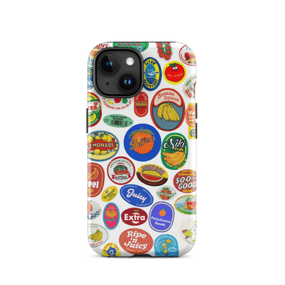 Fruit Stickers 🍊🍒🍋🍍🍏 Phone Case for iPhone (White Background) - Polychrome Goods 🍊