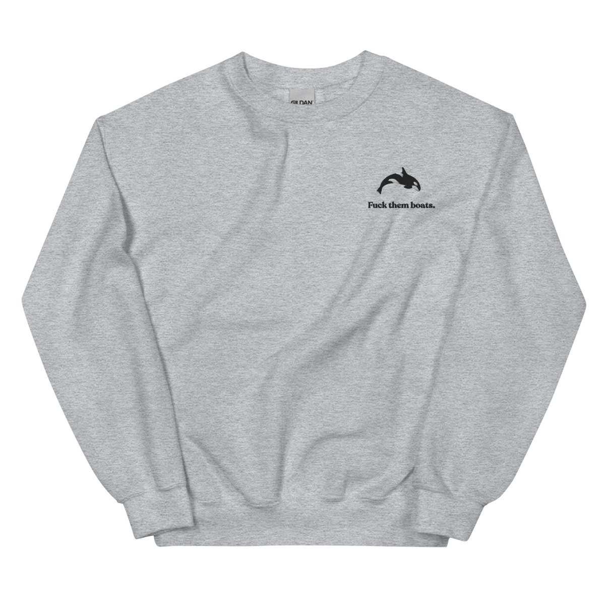 Fuck them boats. Orca Whale Embroidered Sweatshirt - Polychrome Goods 🍊