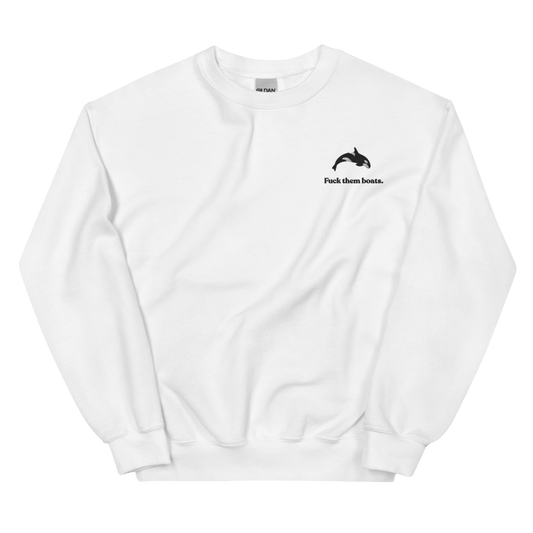 Fuck them boats. Orca Whale Embroidered Sweatshirt - Polychrome Goods 🍊