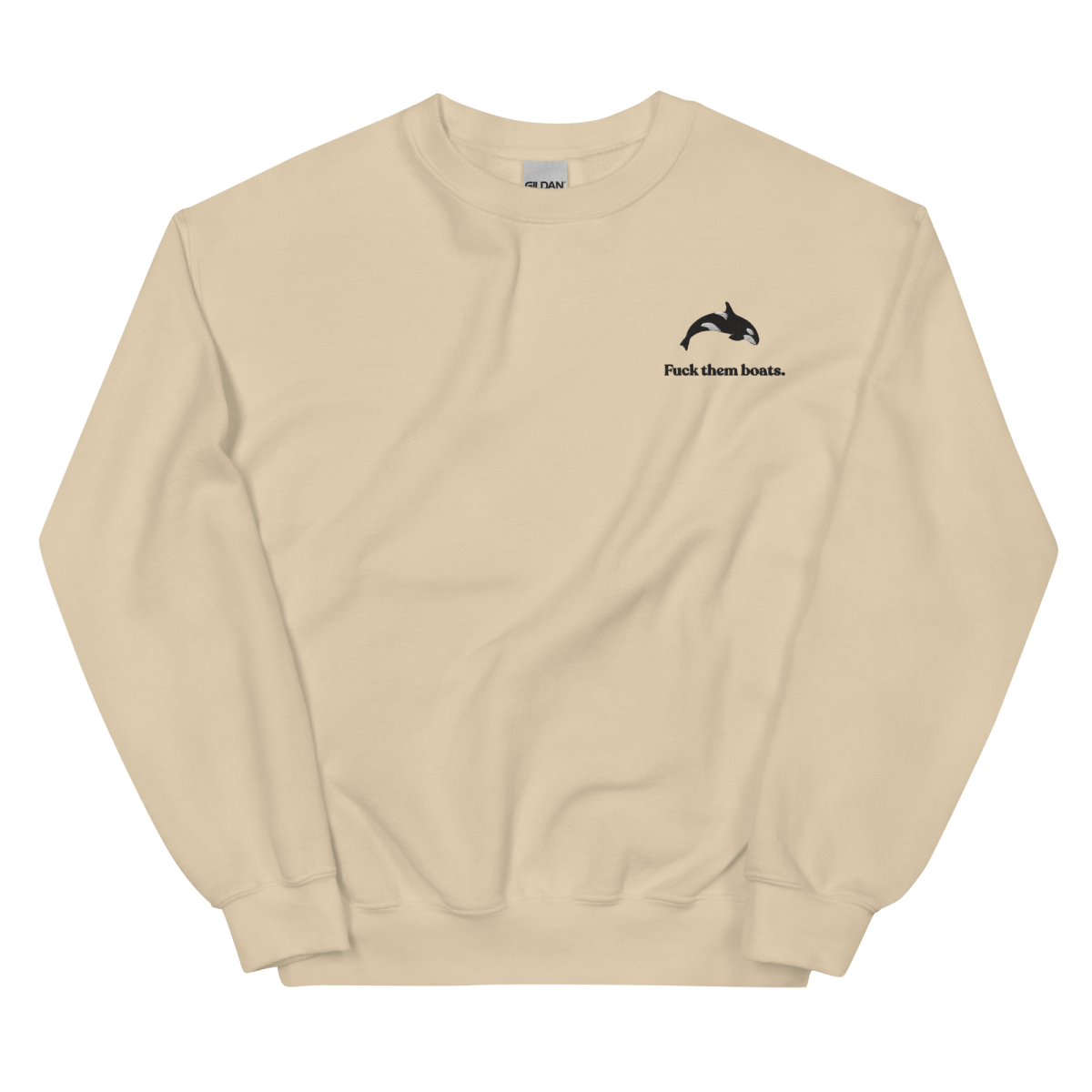 Fuck them boats. Orca Whale Embroidered Sweatshirt - Polychrome Goods 🍊