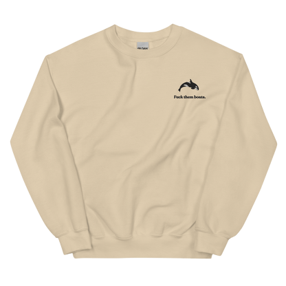 Fuck them boats. Orca Whale Embroidered Sweatshirt - Polychrome Goods 🍊