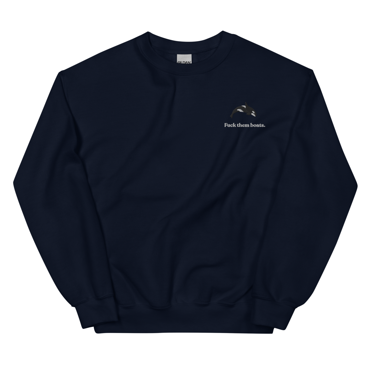 Fuck them boats. Orca Whale Embroidered Sweatshirt - Polychrome Goods 🍊