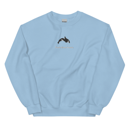 Fuck them boats. Orca Whale Embroidered Sweatshirt (Unisex) Polychrome Goods 🍊