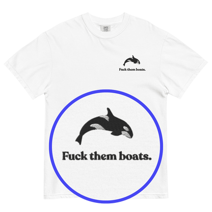 Fuck them boats. Orca Whale T-shirt - Polychrome Goods 🍊