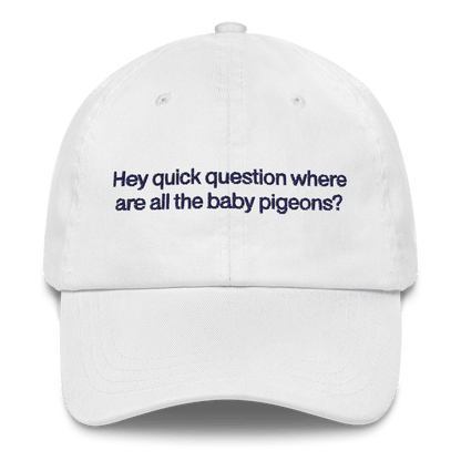 Hey quick question where are all the baby pigeons? 🐦 Embroidered Hat - Polychrome Goods 🍊