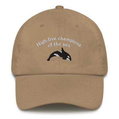 "High - five champions of the sea" Orca Whale Embroidered Dad Hat - Polychrome Goods 🍊