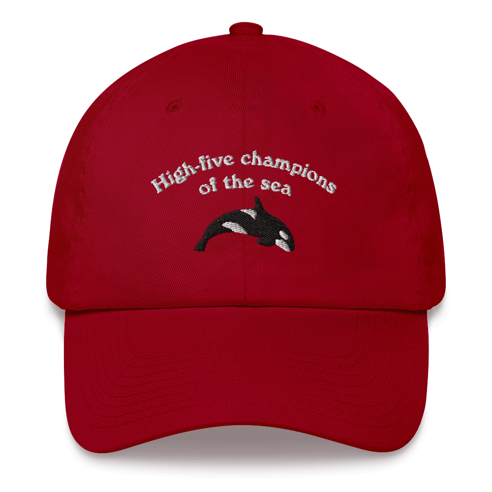 "High - five champions of the sea" Orca Whale Embroidered Dad Hat - Polychrome Goods 🍊