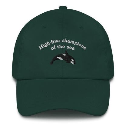 "High - five champions of the sea" Orca Whale Embroidered Dad Hat - Polychrome Goods 🍊