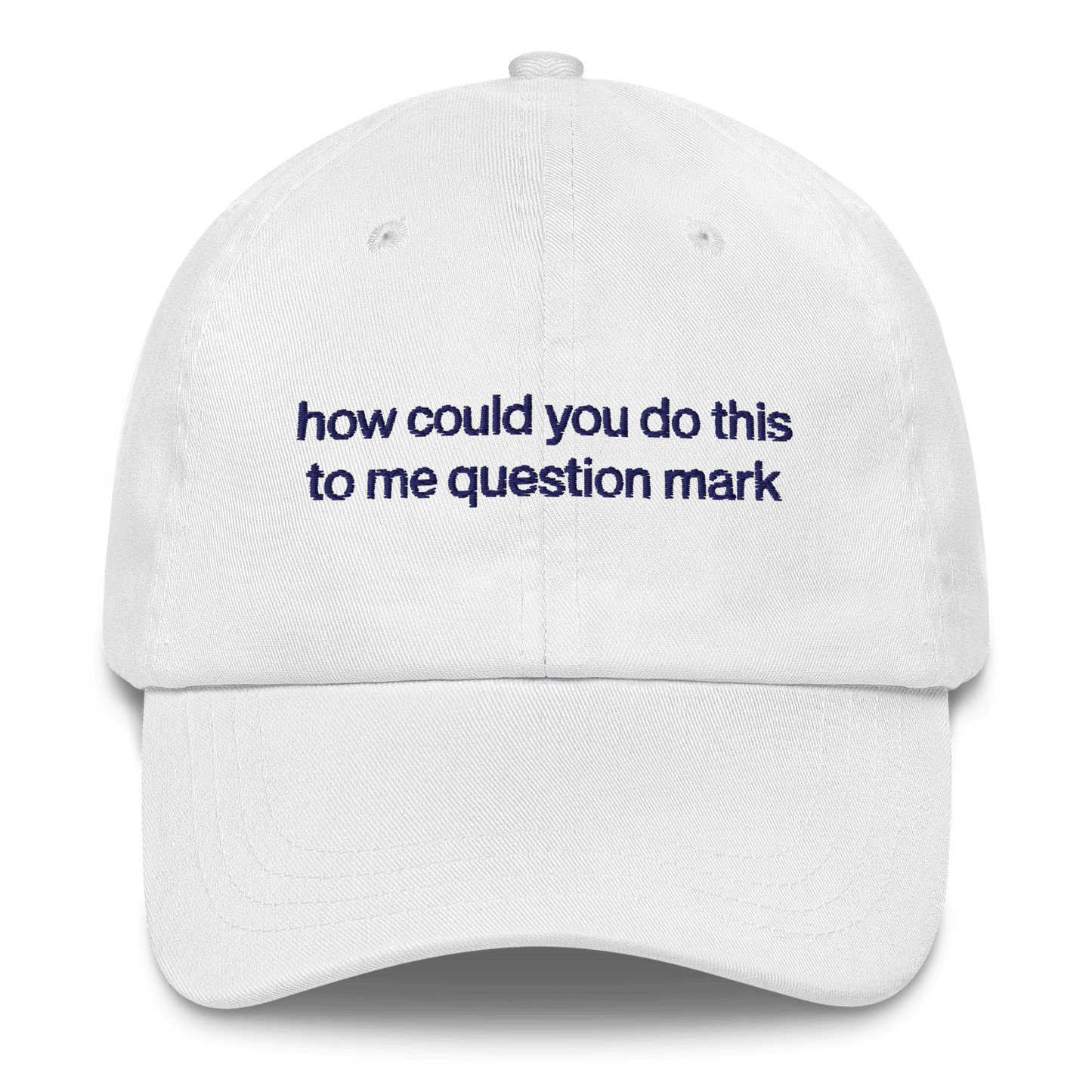 "How could you do this to me question mark" Embroidered Hat - RHONY - Polychrome Goods 🍊