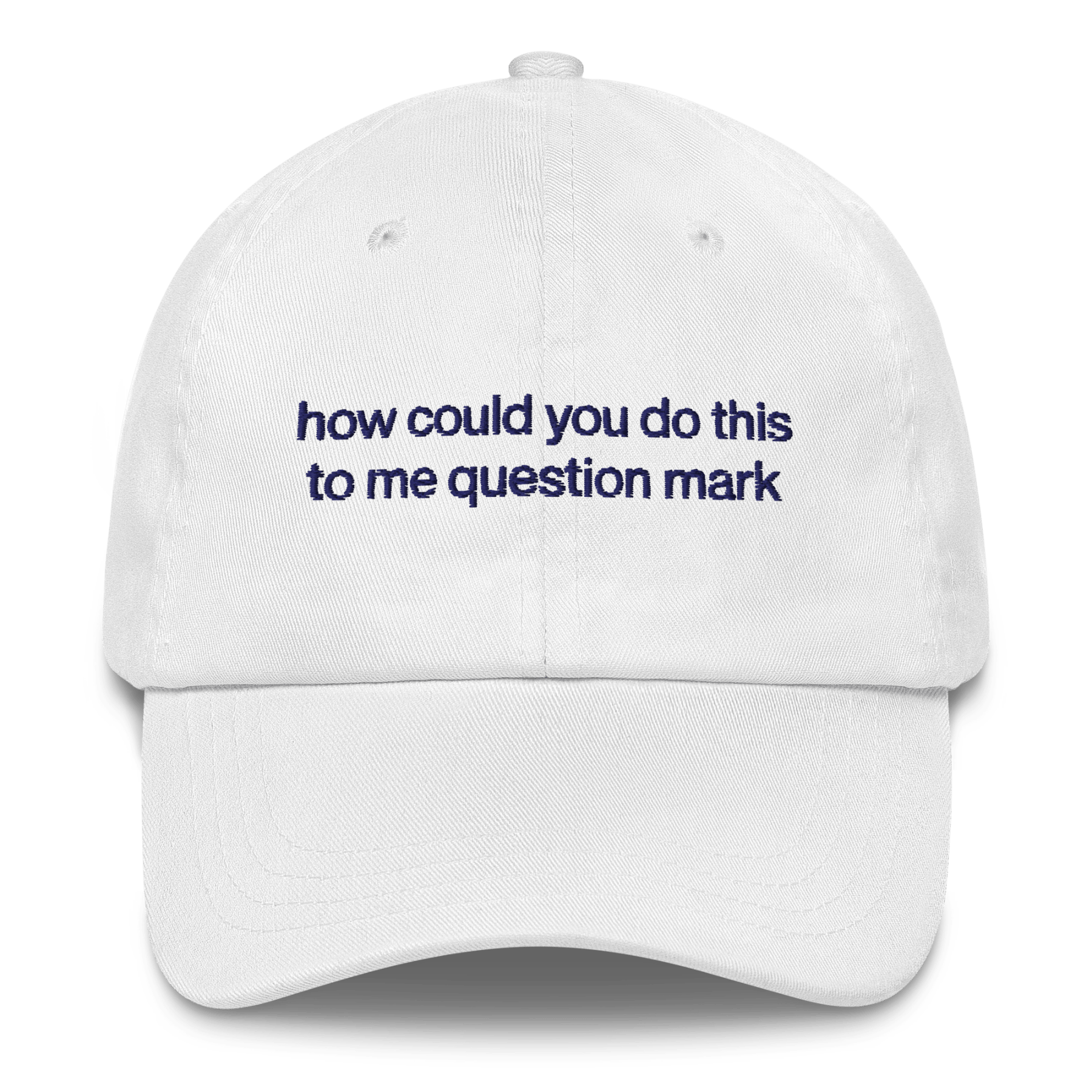 "How could you do this to me question mark" Embroidered Hat - RHONY - Polychrome Goods 🍊
