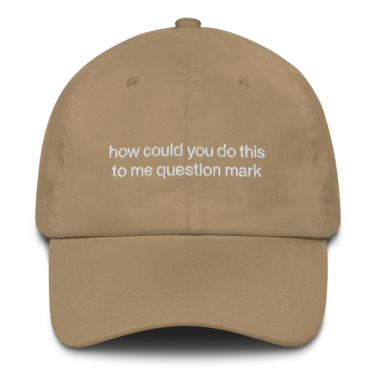 "How could you do this to me question mark" Embroidered Hat - RHONY Quote - Polychrome Goods 🍊