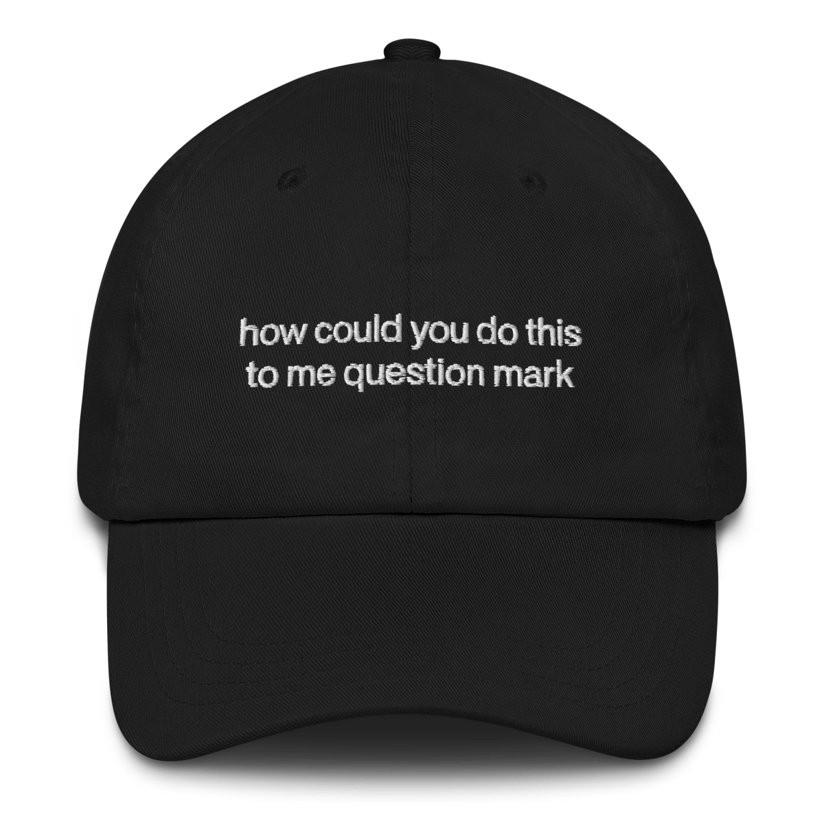 "How could you do this to me question mark" Embroidered Hat - RHONY Quote - Polychrome Goods 🍊