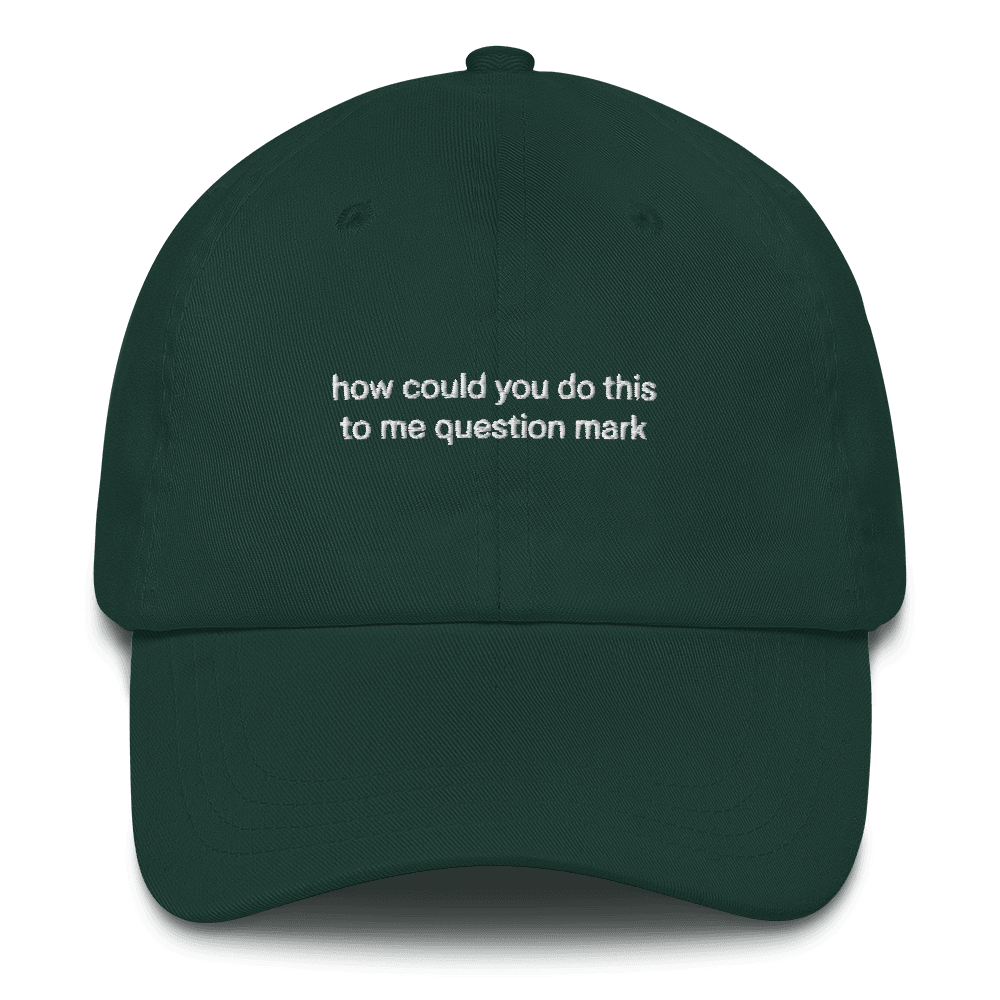 "How could you do this to me question mark" Embroidered Hat - RHONY Quote - Polychrome Goods 🍊