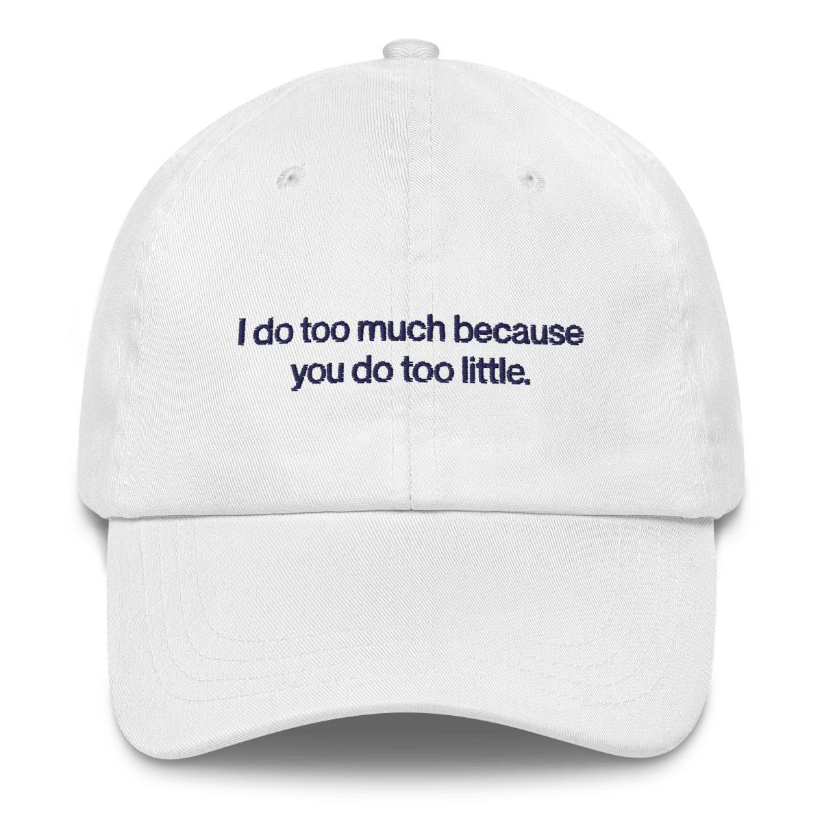 I do too much because you do too little. Embroidered Hat - Polychrome Goods 🍊