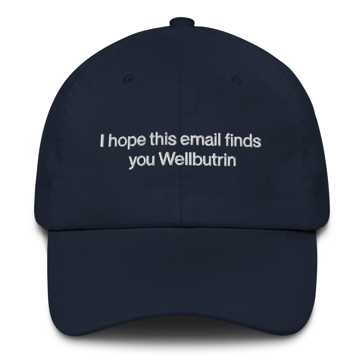 I hope this email finds you Wellbutrin Embroidered Hat - Polychrome Goods 🍊