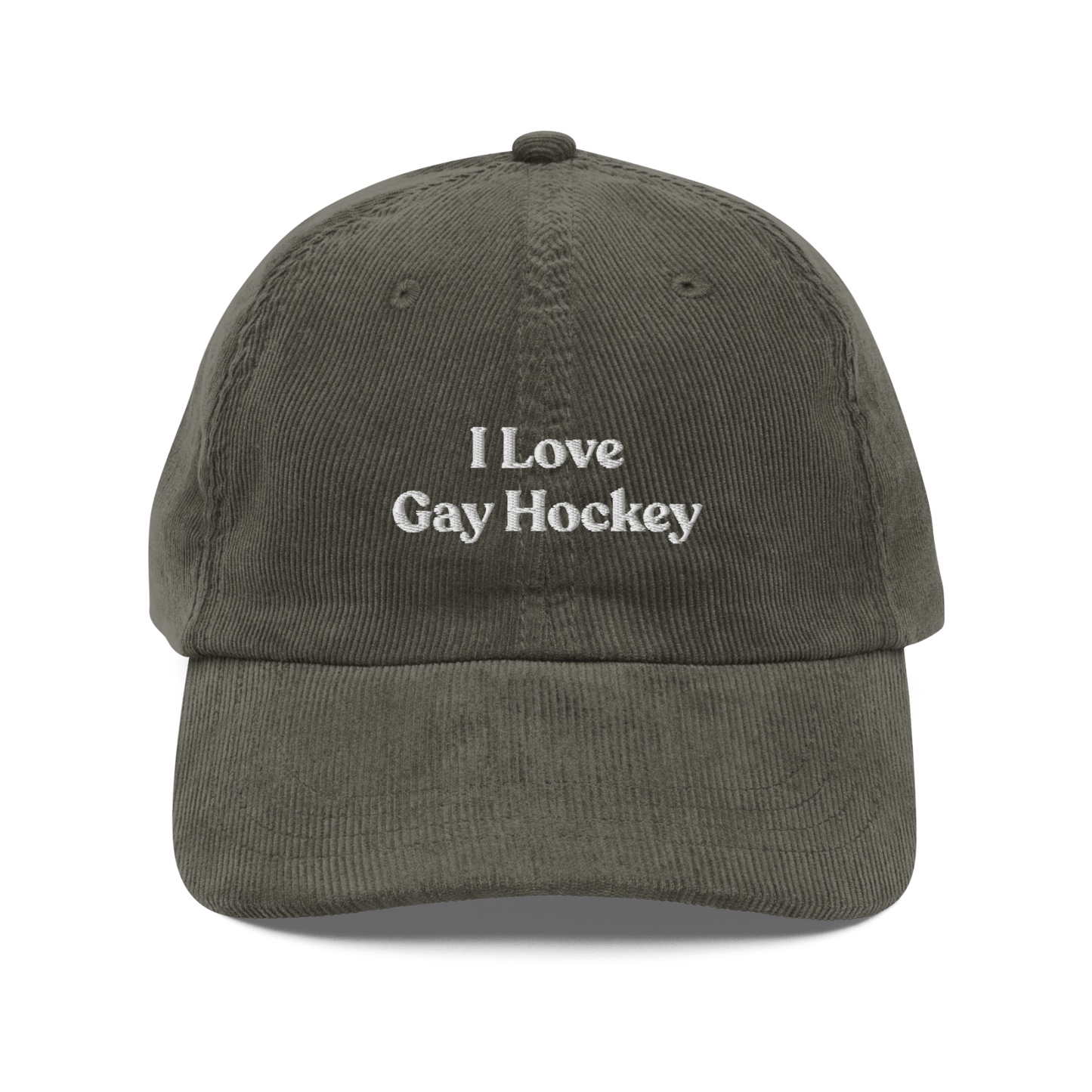 I Love Gay Hockey Embroidered Hat - Polychrome Goods