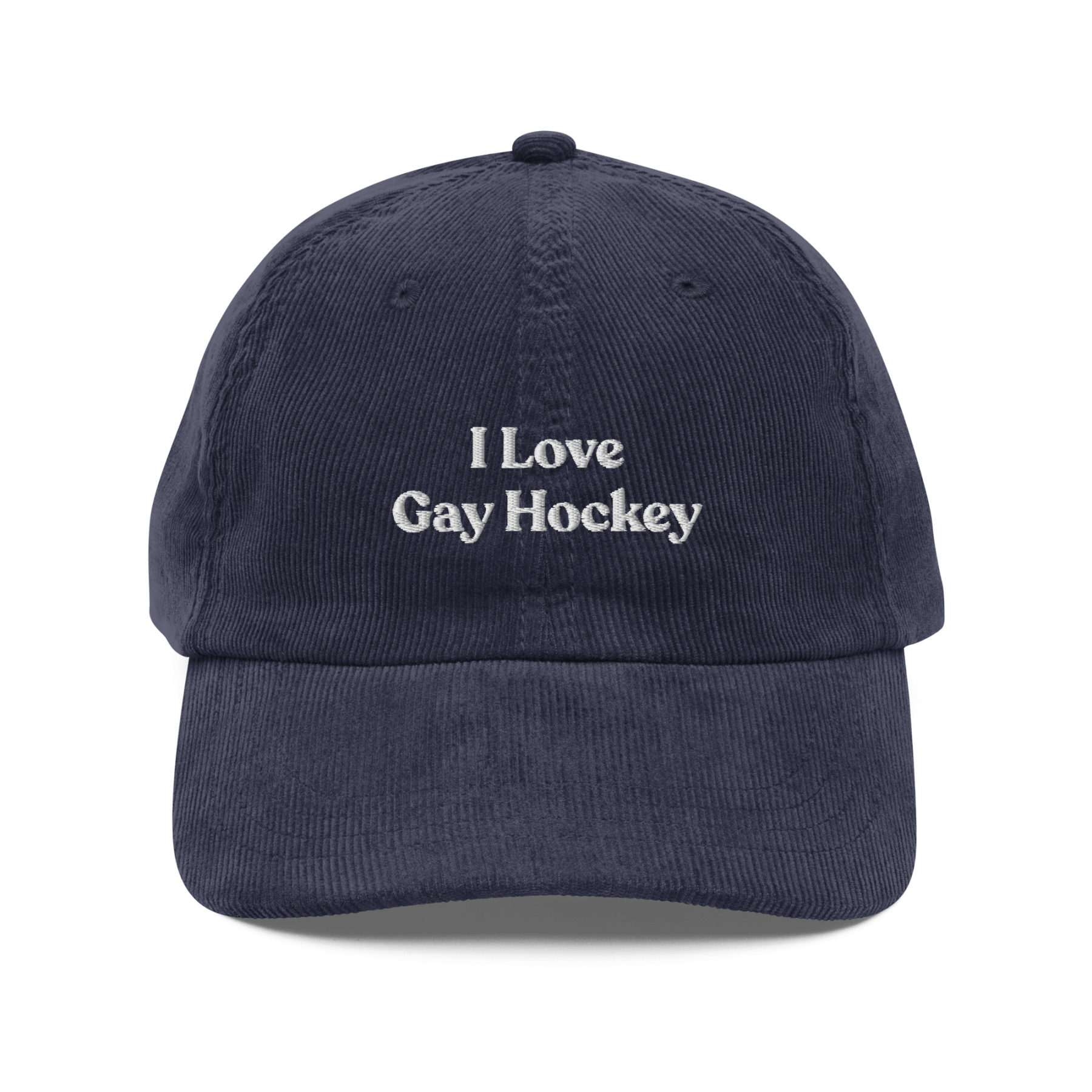 I Love Gay Hockey Embroidered Hat - Polychrome Goods