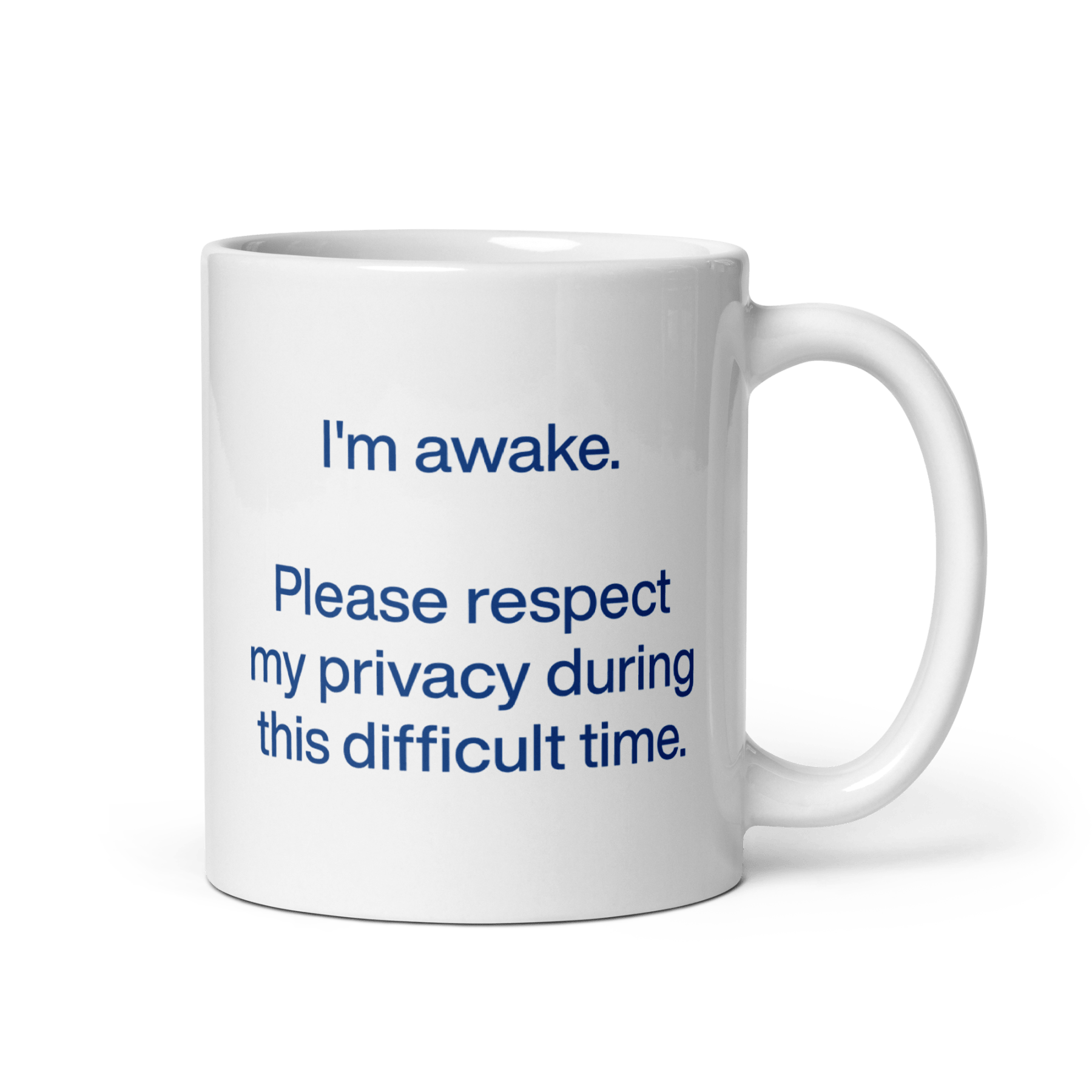 I'm awake. Please respect my privacy during this difficult time. Mug - Polychrome Goods 🍊