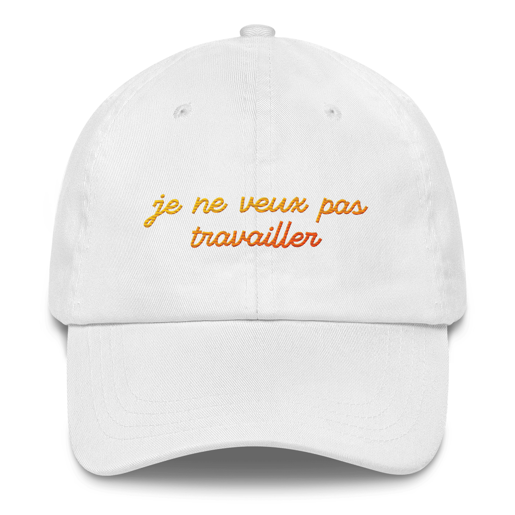 Je Ne Veux Pas Travailler Gradient Embroidered Hat - Polychrome Goods 🍊