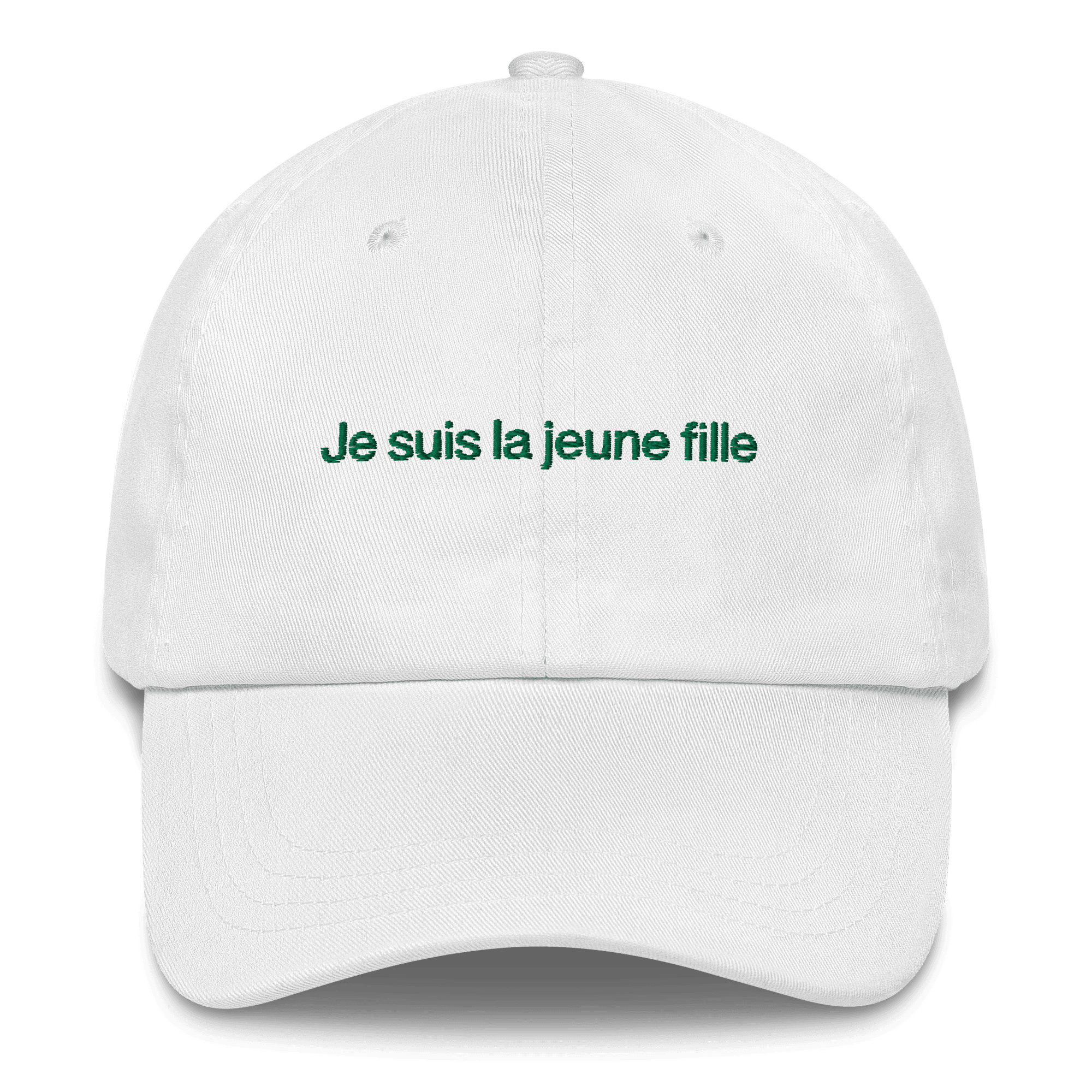 "Je suis la jeune fille" Embroidered Hat (from the Muzzy commercial) - Polychrome Goods 🍊